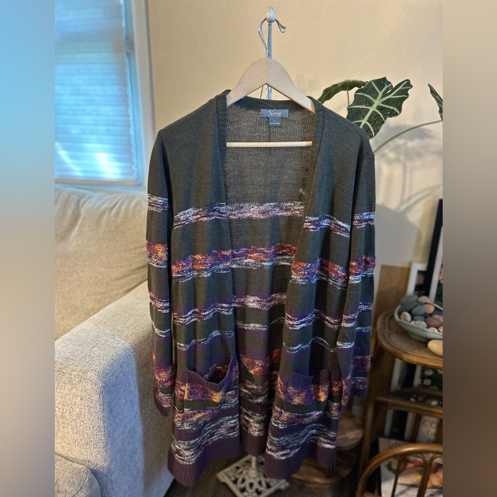 Natural Reflections Cozy Knit Sweater 2X green boho longline